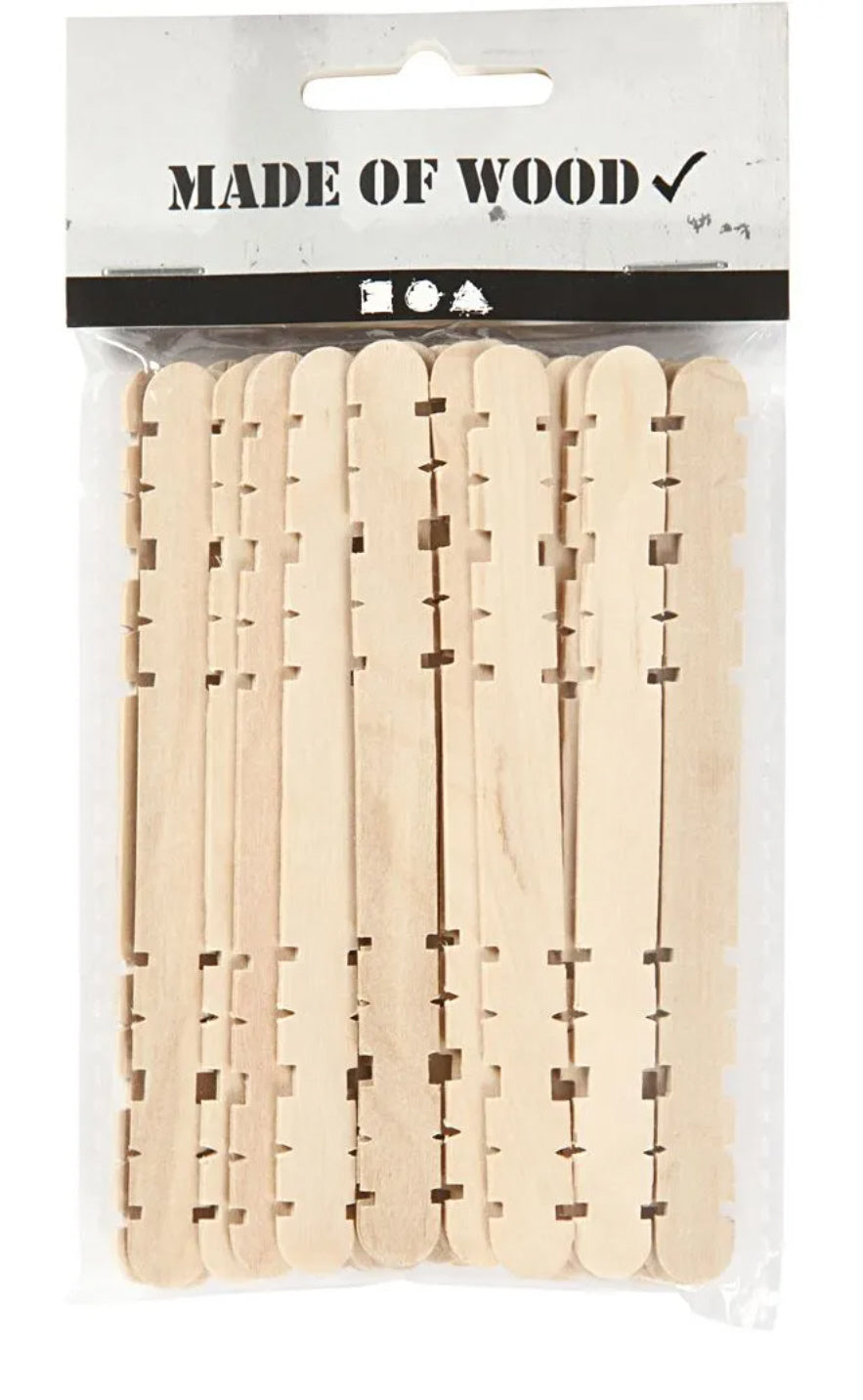 Bastelhölzer mit Kerben 11,4x1cm natur 30 Stück