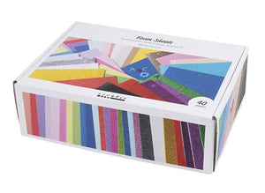 Moosgummiplatten Bastel-Set bunt Glitter und UNI A4 210x297mm 40 Blatt