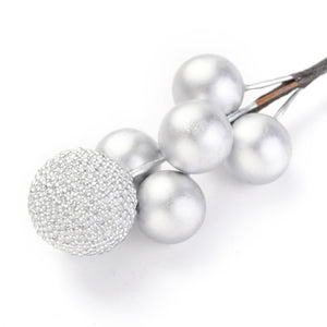 Weihnachtspick Beeren silber, ca.10cm