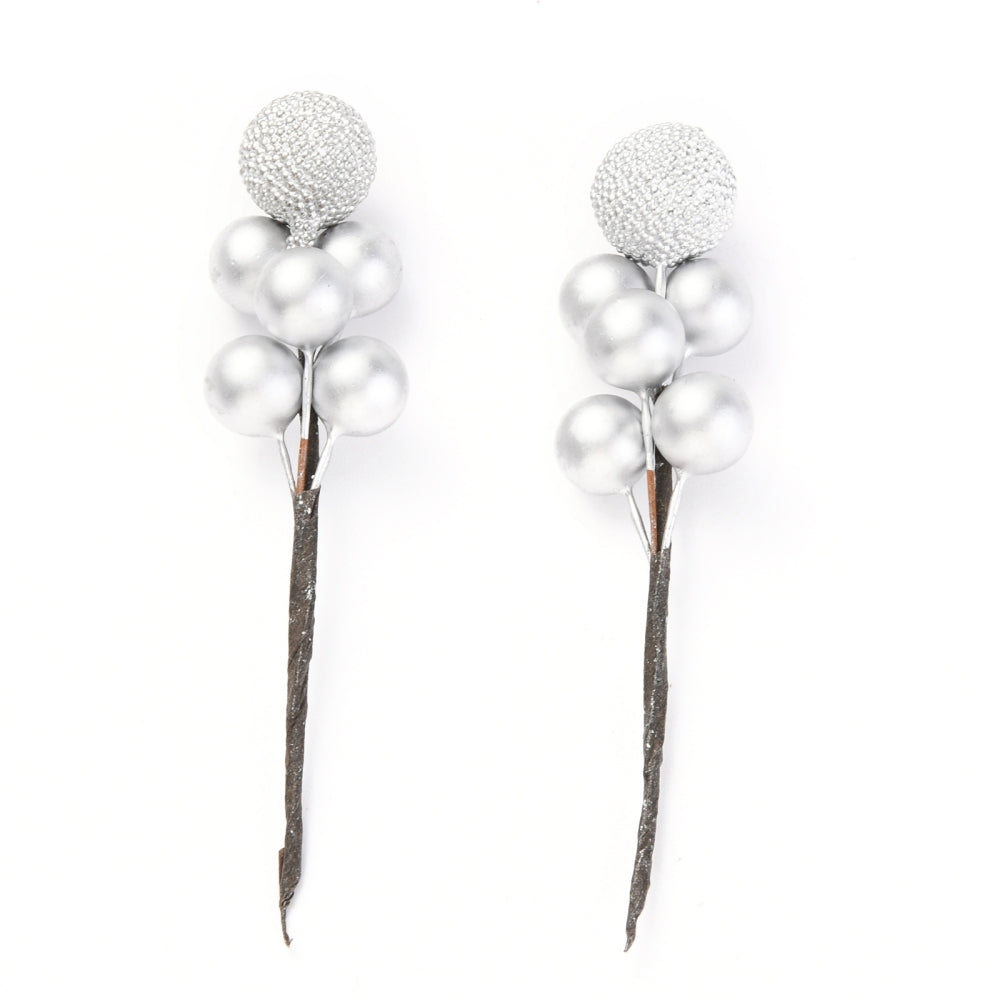 Weihnachtspick Beeren silber, ca.10cm