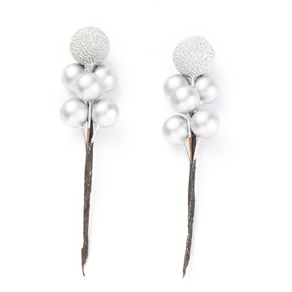 Weihnachtspick Beeren silber, ca .10cm