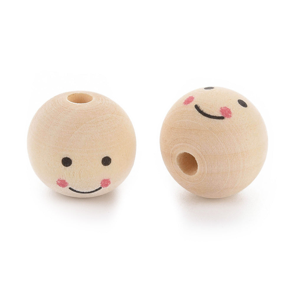 Holzkugel Gesicht lächelnd bedruckt 20mm 50 Stück