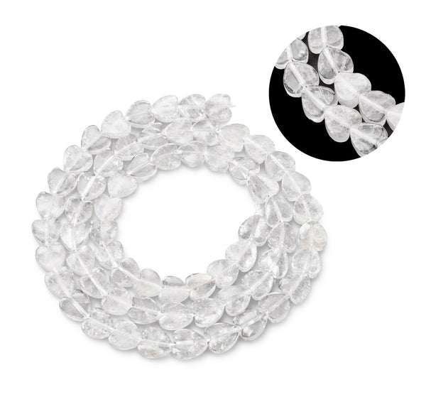 Bergkristall Herzperlen Edelstein weiß 6,5×6,5×2mm 68 Stück / Strang (38cm)