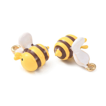 Emaille Bienen-Anhänger Charm mit Öse gold-weiß 13x12mm 1 Stück