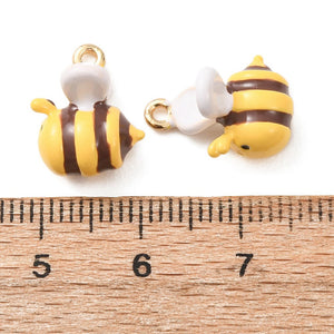 Emaille Bienen-Anhänger Charm mit Öse gold-weiß 13x12mm 1 Stück