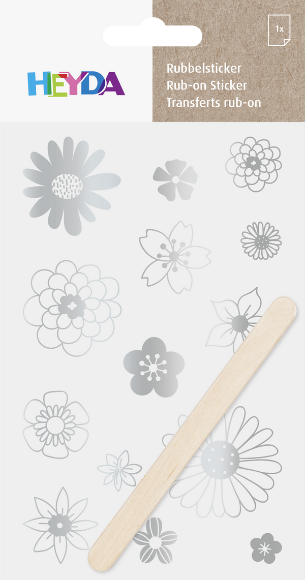 Rubbel-Sticker Blüten - Blumen 10x19cm 1 Bogen