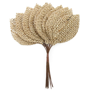 Blatt aus Jute am Drahtstiel 5x3,5 cm 12 Stück/Bund