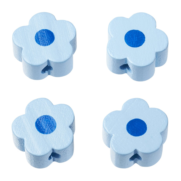 Schnulli Blümchen Holzperlen 16x8mm 4 Stück / Packung 13 verschiedene Farben