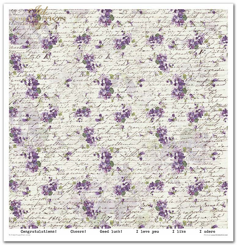 Scrapbooking-Papier-Set Blumenpfosten Violett 10 Bögen 31x32cm 200g/m²