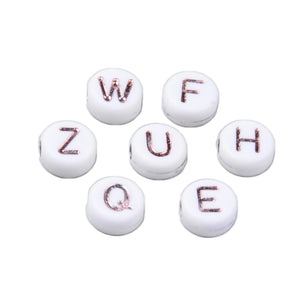 Buchstabenperlen Mix 7x3,5mm weiß-roségold 150 Stück