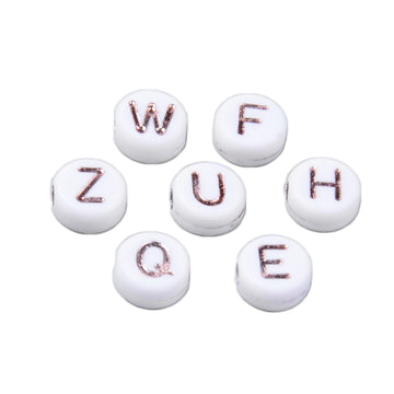 Buchstabenperlen Mix 7x3,5mm weiß-roségold 150 Stück