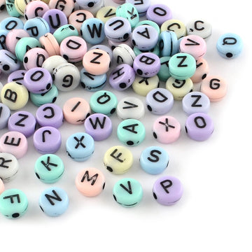Buchstabenperlen-Mix rund pastell 7x3,5mm 150 Stück