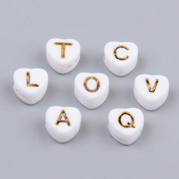 Buchstabenperlen Mixpackung herzförmig weiß/gold 7x7x4mm 150 Stück