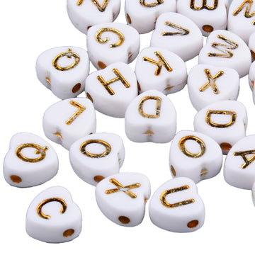 Buchstabenperlen Mixpackung herzförmig weiß/gold 7x7x4mm 150 Stück