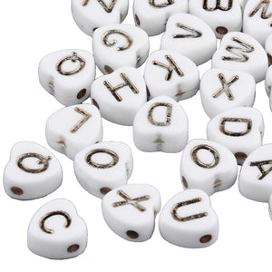 Buchstabenperlen Mixpackung herzförmig weiß/silber 7x7x4mm 150 Stück