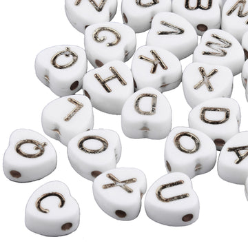 Buchstabenperlen Mixpackung herzförmig weiß/silber 7x7x4mm 150 Stück