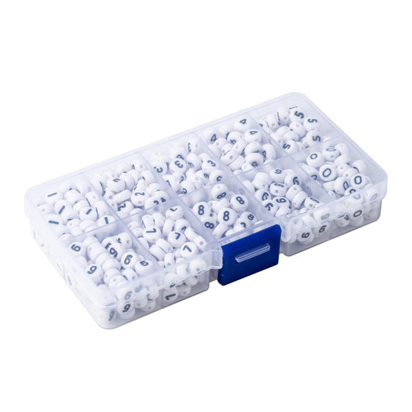 Acrylperlen-Set Zahlen  0~9 7x4mm 720 Stück/Box