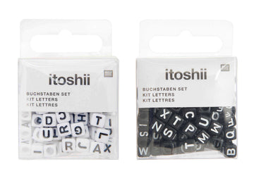 Buchstabenperlen Mix Würfel schwarz/weiß 6x6mm 99 Stück