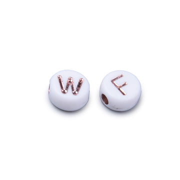 Buchstabenperlen weiß / roségold Mixpackung 7x3,5mm 150 Stück