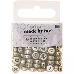 Buchstabenperlen gold/silber 7x4mm 165 Stück
