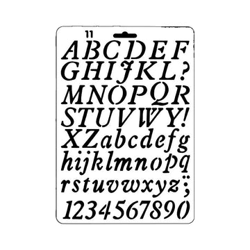 Schablonen Buchstaben A~Z und Zahlen kursiv 27,5x19cm