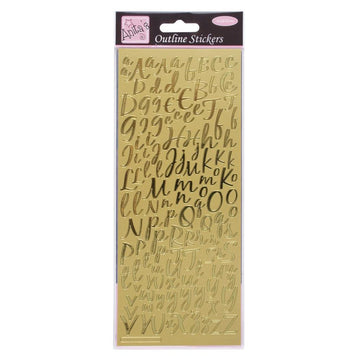 Umrissaufkleber Modernes Alphabet Buchstabensticker 1 Bogen 24x10cm