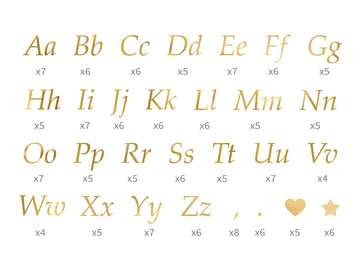 Buchstabenaufkleber gold 5 Bögen A4 1cm-7cm
