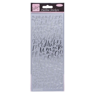 Umrissaufkleber Modernes Alphabet Buchstabensticker 1 Bogen 24x10cm