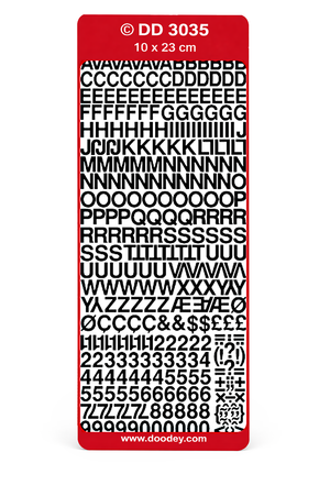 Konturensticker Buchstaben Schrift Helvetica 10x23cm 1 Bogen