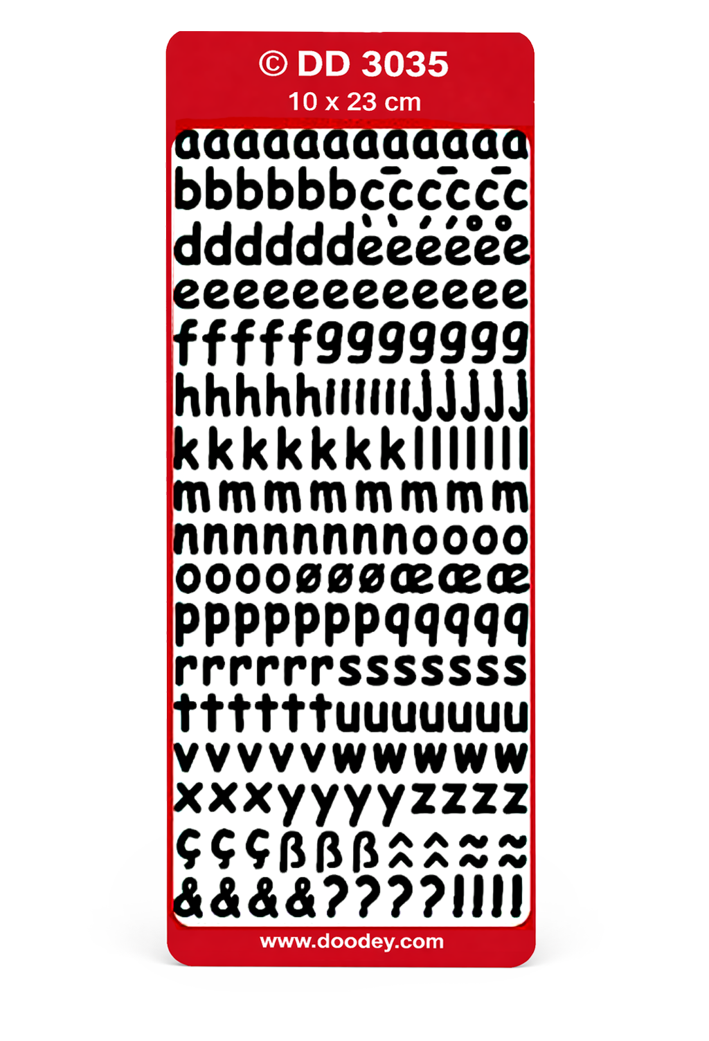 Glänzende Umrissaufkleber Kleinbuchstaben 1 Bogen 23x10cm