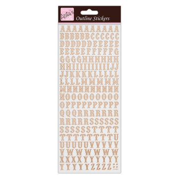 Umrissaufkleber Traditionelles Alphabet Buchstabenaufkleber rosegold 1 Bogen 24x10cm