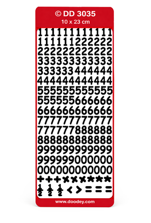 Shiny Outline Stickers Zahlen abgerundet 10x23cm 1 Bogen