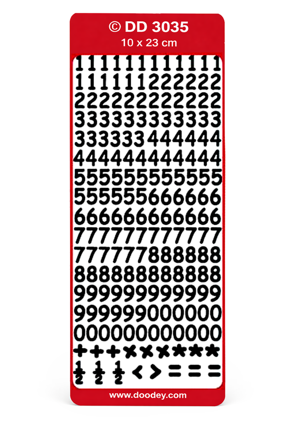 Shiny Outline Stickers Zahlen abgerundet 10x23cm 1 Bogen