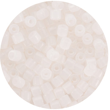 Glasperlen Mini-Walze 4x5mm Jadeimitat weiß rauch 90 Stück