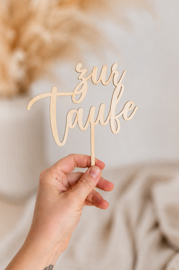 Cake Topper Tortendekoration Zur Taufe Holz Lasercut unbehandelt 1 Stück