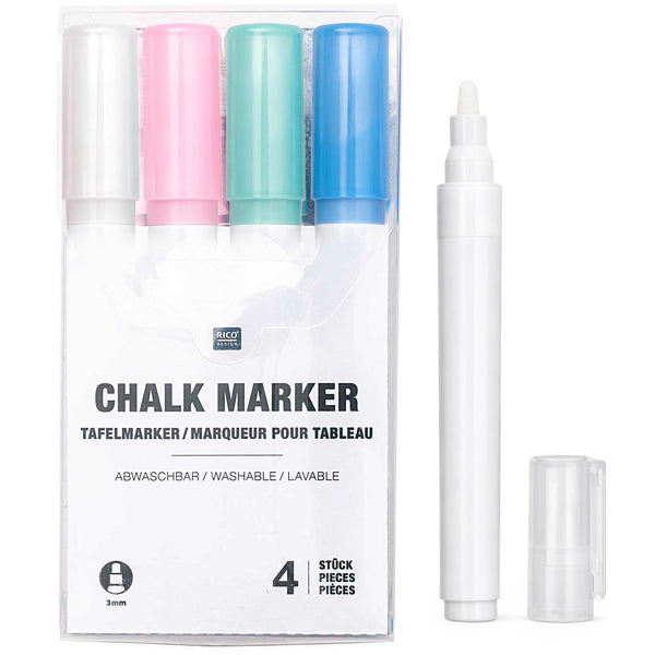 Chalk Marker SET Tafelmarker Kreidestifte pastell 3mm 4 Stück