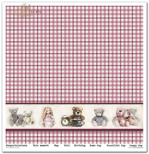 Scrapbooking-Papierset Kindheitserinnerungen rosa 10 Bögen 31x32cm 200g/m²