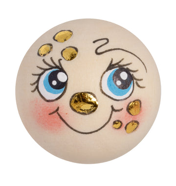 Handbemaltes Holzköpfchen Clown lächelnd mit Punkten Goldakzente LIMITED EDITION