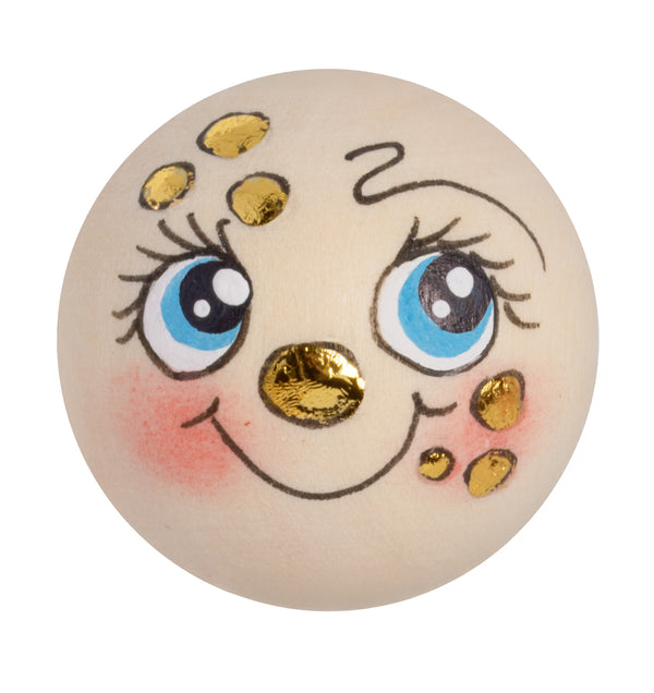 Handbemaltes Holzköpfchen Clown lächelnd mit Punkten Goldakzente LIMITED EDITION