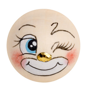 Handbemaltes Holzköpfchen Clown Nase mit Goldakzente LIMITED EDITION