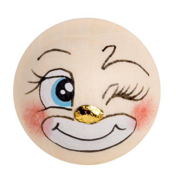 Handbemaltes Holzköpfchen Clown Nase mit Goldakzente LIMITED EDITION