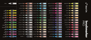 Karin Markers Brushmarker PRO mit Nylon-Pinselspitze 72 verschiedene Farben einzelne Stifte