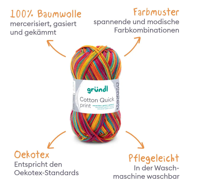 Gründl Cotton Quick Print Baumwollgarn multicolor 50g 125m