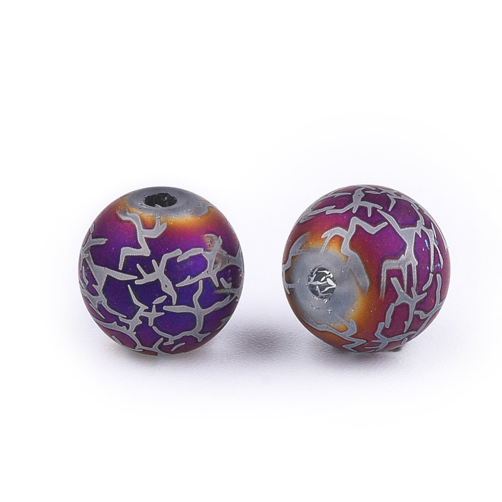 Crackle Glasperlen bedampft gefrostet 8mm 50 Stück