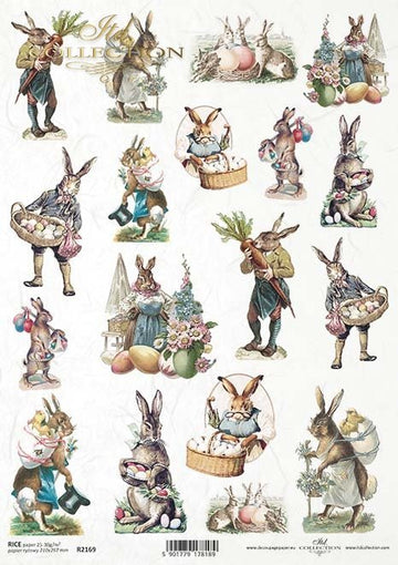 Decoupage-Papier Osterhasen Vintage A4 210x297mm 1 Stück