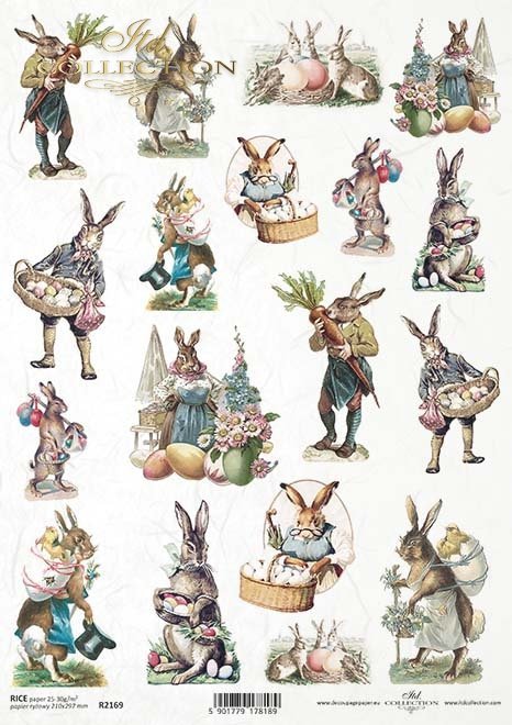 Decoupage-Papier Osterhasen Vintage A4 210x297mm 1 Stück