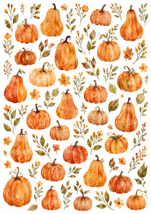 Reispapier Decoupage Pumpkins all over Watercolor-Style A4 25-30 g/m² 1 Bogen