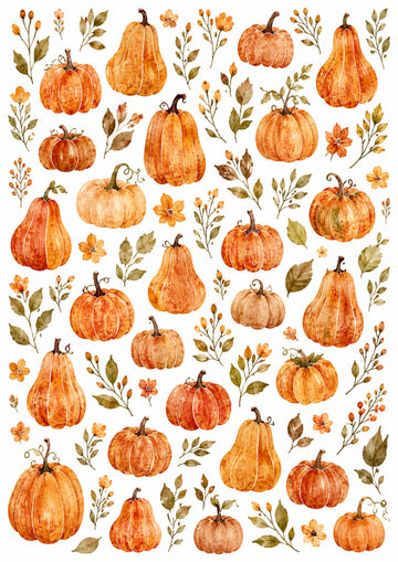 Reispapier Decoupage Pumpkins all over Watercolor-Style A4 25-30 g/m² 1 Bogen