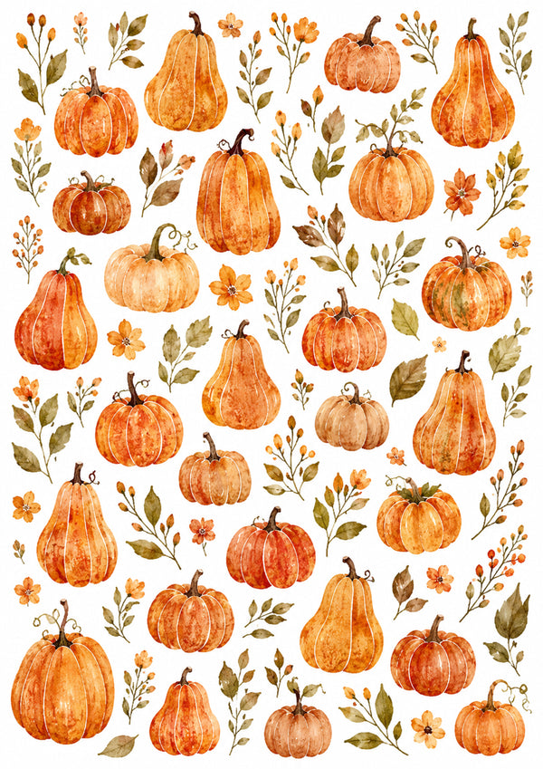Reispapier Decoupage Pumpkins all over Watercolor-Style A4 25-30 g/m² 1 Bogen