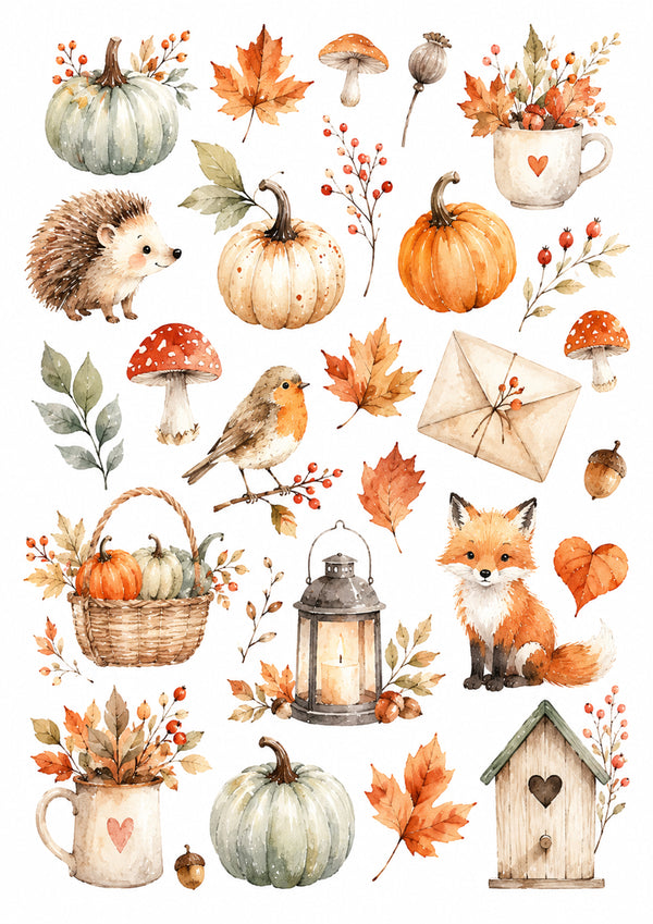 Reispapier Decoupage Cute Autumn A4 25-30 g/m² 1 Bogen